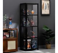 GDBTDL Vitrina de bambú con Puertas acrílicas, Armario de Almacenamiento 4/5 Niveles, estantería Moderna y Vitrina,para coleccionables, Libros y trofeos en salón, Dormitorio o Sala de Juegos