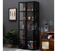 GDBTDL Vitrina de bambú con Puertas acrílicas, Armario de Almacenamiento 4/5 Niveles, estantería Moderna y Vitrina,para coleccionables, Libros y trofeos en salón, Dormitorio o Sala de Juegos