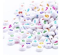 GDBZS 900/1800/3600pcs Beads de Letras acrílicas de 4x7 mm, Coloridas Cuentas de número Redondo para Joyas de Bricolaje, Pulsera, manejo de Collar, proyectos para niños