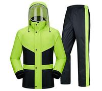 GDDO Traje de Lluvia para Hombres, Mujeres, Impermeable, Chaqueta, Pantalones, Conjunto Impermeable, Alta Visibilidad, Impermeable, con Capucha, a Prueba de Viento, Trabajo, Motocicleta, Golf, Pesca