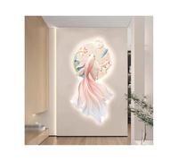 GddOGUK Luz LED Arte de la Pared Decoración Escultura de Pared Luminosa Escultura Colgante de Pared Lucky Koi Fish y Lotus Art Decoración de la Pared Escultura(Multicolor,40x80cm)