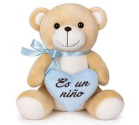 Gdecora Regalo de Nacimiento: Peluche con Corazón Es un Niño - Osito 20 cm para Bebés y Baby Shower