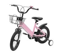 Gdetnysty Bicicleta infantil de 14 pulgadas para niños y niñas, 14 pulgadas, máx. 35 kg, con ruedas estabilizadoras, cesta, guardabarros, asiento delantero trasero ajustable, para 3-5 años (rosa)