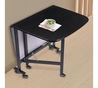 Gdetnysty Mesa plegable de comedor auxiliar, 120 x 80 x 75 cm, capacidad de carga de 100 kg, con 6 ruedas giratorias y frenos, tablero impermeable con aspecto de madera, para balcón, terraza, jardín