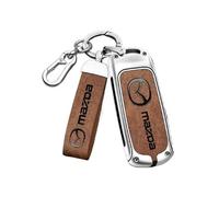 GDFEH Coche Funda Llave para Mazda CX-4 2016-2023, Carcasa Llave Cuero Carcasa para Mando a Distancia Funda Protectora con Llavero Soporte Tarjetas de Llave Coche Accesorios,A-4