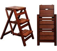 GDFEH Plegable 3 peldaños de la Escalera Taburete de Madera Sillas de heces, Escalera de Inicio Biblioteca Cocina