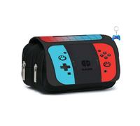 GDFENDU Estuche para lápices de videojuegos con llavero, estuche para lápices con controlador de juegos, bolsa para lápices de juego de gran capacidad con compartimentos con cremallera para oficina y