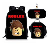 GDFENDU Mochila de anime R de 3 piezas con llavero, bolsa de almuerzo de dibujos animados impresa en 3D de 16 pulgadas, bolsa escolar de alta capacidad para niños y niñas., c, One Size