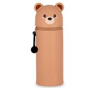GDFJBG Kawaii, Estuche Escolar de Silicona Blanda 2 en 1, Animales Dulces Panda Portalápices de Mesa, Estuche de Silicona Suave para la Escuela Cremallera (Osito)