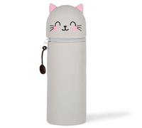 GDFJBG Kawaii, Estuche Escolar de Silicona Blanda 2 en 1, Animales Dulces Panda Portalápices de Mesa, Estuche de Silicona Suave para la Escuela Cremallera (Gato Carey)