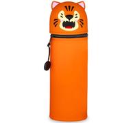 GDFJBG Kawaii, Estuche Escolar de Silicona Blanda 2 en 1, Animales Dulces Panda Portalápices de Mesa, Estuche de Silicona Suave para la Escuela Cremallera (Tigre)