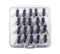 Gdfnmogo 20 señuelos de mosca de pesca, cebo artificial de PVC con ganchos 12#/14#/16#, cebos negros para perca y puchero, incluye caja de almacenamiento de plástico (mediano)