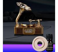 Gdfnmogo Adorno difusor de coche con panel solar, ambientador perfumado para el interior del coche, decoración compacta de aromaterapia purificadora en oro, limón, colonia negra, oro negro, rojo