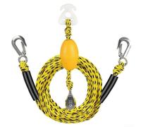 Gdfnmogo Arnés de cuerda de remolque de barco resistente de 17 pies con resistencia a la tracción de 4500 libras, polea giratoria de 360° y flotador, para tuberías, esquí acuático (amarillo negro)