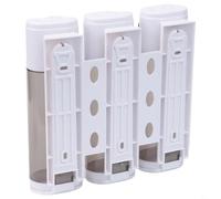 Gdfnmogo Botella dispensadora de jabón de 3 cámaras montada en la pared, 300 ml por cámara, construcción ABS, a prueba de fugas y para un diseño de fácil recarga para gel de ducha, funda (blanco)