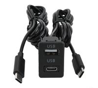 Gdfnmogo Cable de extensión de interfaz de panel de puerto C para coche, adaptador de audio de 145 cm para montaje empotrado en salpicadero, compatible con la mayoría de vehículos, ABS negro