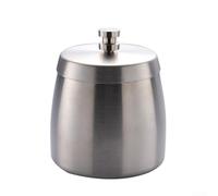 Gdfnmogo Cenicero de acero inoxidable con tapa para interiores y exteriores, contenedor colector de cenizas a prueba de viento, bandeja de ceniza portátil para el hogar, jardín, patio (plata)