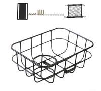 Gdfnmogo Cesta de bicicleta de aleación de aluminio, para bicicletas de montaña y engranajes fijos, portador de manillar delantero ligero con bolsillo de red y diseño de estante para botellas de agua