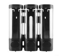 Gdfnmogo Dispensador de jabón montado en la pared para baño y ducha, dispensador manual de jabón líquido de triple cabezal con material ABS, negro, para uso doméstico y hotel (triple)