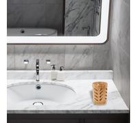 Gdfnmogo Farmhou - Soporte para cepillo de dientes natural con orificios de drenaje para secado rápido, taza de baño para cepillos de dientes, brochas de maquillaje y bolígrafos