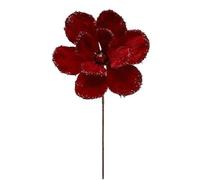 Gdfnmogo Flor artificial de Navidad con pétalos realistas para decoración festiva del hogar, 25 cm x 20 cm x 2 cm, arreglo floral de tela de vino blanco y tinto (vino tinto)