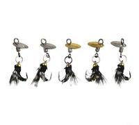 Gdfnmogo Ganchos para pesca con mosca, gancho de acero inoxidable #8 con plumas y lentejuelas, 14 mm de longitud, 6,5 mm de profundidad, señuelo de color brillante para especies de peces pequeños