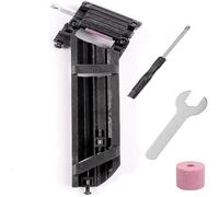 Gdfnmogo Herramienta afiladora de brocas con muela de corindón cromado para brocas de metal y hierro, amoladora portátil de ángulo ajustable con 2 ruedas, destornillador y llave