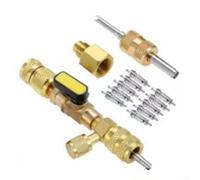 Gdfnmogo Herramienta de instalación de extracción de núcleo de válvula HVAC con adaptador de puerto SAE de doble tamaño 1/4 y 5/16 para sistemas de refrigeración R410 R22 R407
