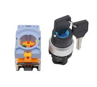 Gdfnmogo Interruptor de llave de 2 posiciones giratorio NO NC-aluminio perilla de anillo Panel de control industrial Selector bloqueable para máquina herramienta CNC Equipo negro LA155B-11Y/2