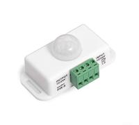 Gdfnmogo Interruptor de sensor de movimiento PIR para tiras de luces LED, detector infrarrojo de cuerpo humano DC12V 24V 6A, distancia de detección de 8M, ángulo de 60°, retardo ajustable, negro