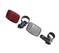 Gdfnmogo Juego de 2 reflectores de bicicleta delanteros blancos y traseros rojos con soportes de montaje, reflectores de seguridad ABS para ciclismo, bicicleta de montaña, accesorios de bicicleta de