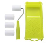 Gdfnmogo Juego de bandeja de rodillo de pintura de espuma de 5 cm con mini cepillo de rodillo de alta densidad y mango para pintura de pared, molduras, bordes y pequeños trabajos de reparación