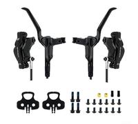 Gdfnmogo Juego de frenos hidráulicos de 4 pistones para bicicleta de montaña, calibrador de aluminio mecanizado CNC, compatible con discos de 160-220 mm, kit de prepurgado de aceite mineral, delantero