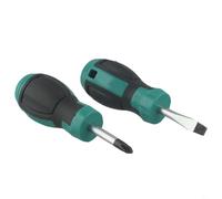 Gdfnmogo Juego de mini destornilladores con mango corto, ranurado y para diseño de cabeza de rábano Phillips, herramienta de mano portátil con agarre antideslizante de goma para espacios reducidos