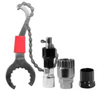 Gdfnmogo Kit de herramientas de mantenimiento de bicicletas 3 en 1 con extractor de manivela, llave de pedalier y removedor de anillo de bloqueo de cassette, juego de herramientas de reparación de