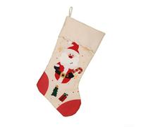 Gdfnmogo Medias colgantes de Navidad, poliéster a cuadros grandes, exhibición de ventana de árbol de chimenea, personajes vivos, 52 x 22 cm, decoración del hogar para fiestas navideñas (Papá Noel)