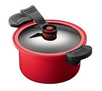 Gdfnmogo Olla de sopa a presión antiadherente de 3,5 L, olla de cocción lenta multiusos con función de vapor, para cocina de llama abierta (rojo, 24 cm)