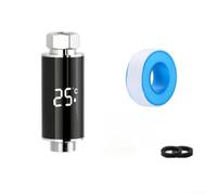 Gdfnmogo Pantalla digital de temperatura del agua Termómetro de ducha LED Hidroeléctrico Indicador de seguridad de baño de 0 °C a 99 °C Monitor en tiempo real para el hogar Baño Cocina Negro Plata (B)