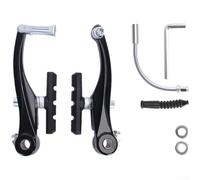 Gdfnmogo Pinzas de freno en V de aleación de aluminio, para bicicletas de montaña, bicicletas plegables, con ranuras de drenaje, tensión de resorte ajustable, almohadillas de goma, negro (negro)