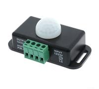 Gdfnmogo PIR Interruptor con sensor de movimiento para tiras de luces LED, 12-24 V CC, ángulo de detección de 120°, rango de 8 m, carga de 6 A, retardo ajustable, para seguridad del hogar y jardín