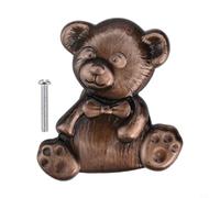 Gdfnmogo Pomo de aleación de zinc en forma de oso y manija de palanca para muebles infantiles y herrajes de puerta (bronce rojo)