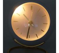 Gdfnmogo Reloj despertador para dormitorio y estudio, movimiento de cuarzo silencioso, cara luminosa con función de luz nocturna, cuerpo de metal, esfera grande fácil de leer, blanco (negro)