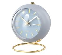 Gdfnmogo Reloj despertador para dormitorio y estudio, movimiento de cuarzo silencioso, cara luminosa con función de luz nocturna, cuerpo de metal, esfera grande fácil de leer, blanco (azul)