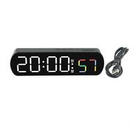 Gdfnmogo Reloj despertador rectangular con pantalla LED con humedad digital, formato de 12/24 horas, temporizador y función de cuenta regresiva, reloj digital de escritorio para el hogar, oficina