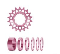 Gdfnmogo Rueda libre de una sola velocidad, aleación ligera CNC 6061 16T o 18T, revestimiento anodizado para actualización de transmisión MTB (rosa-16T)