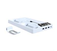 Gdfnmogo Soporte para PS5 Pro que combina un robusto mecanismo de refrigeración con un punto dedicado para tus controladores de juego (blanco)