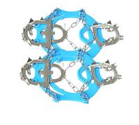Gdfnmogo Tacos de hielo de 13 dientes para hombre, crampones de acero con cadena de goma para nieve y barro, cubiertas antideslizantes para zapatos para senderismo, camping y pesca en hielo (azul-M)