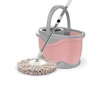 GDHKDDFL Cubo de trapeador Trapeador Giratorio Trapeador automático for el hogar Trapeador de Lavado Manos Libres Trapeador de Agua exprimidor Cubo de Acero Inoxidable(Pink)