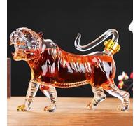 GDHKDDFL Decantadores de Whisky en 3D, Escultura 3D de decantador Whisky con Forma Tigre Feroz, Botella Vino Vidrio Hecha a Mano, Licor Personalizado Animal(1000ml)