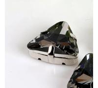 GDHKDDFL Paquete de 50 Diamantes de imitación Triangulares de 18 mm for Coser con Base de Metal y Hebilla de Garra, Piedra de Cristal for Ropa.(Black Diamond)